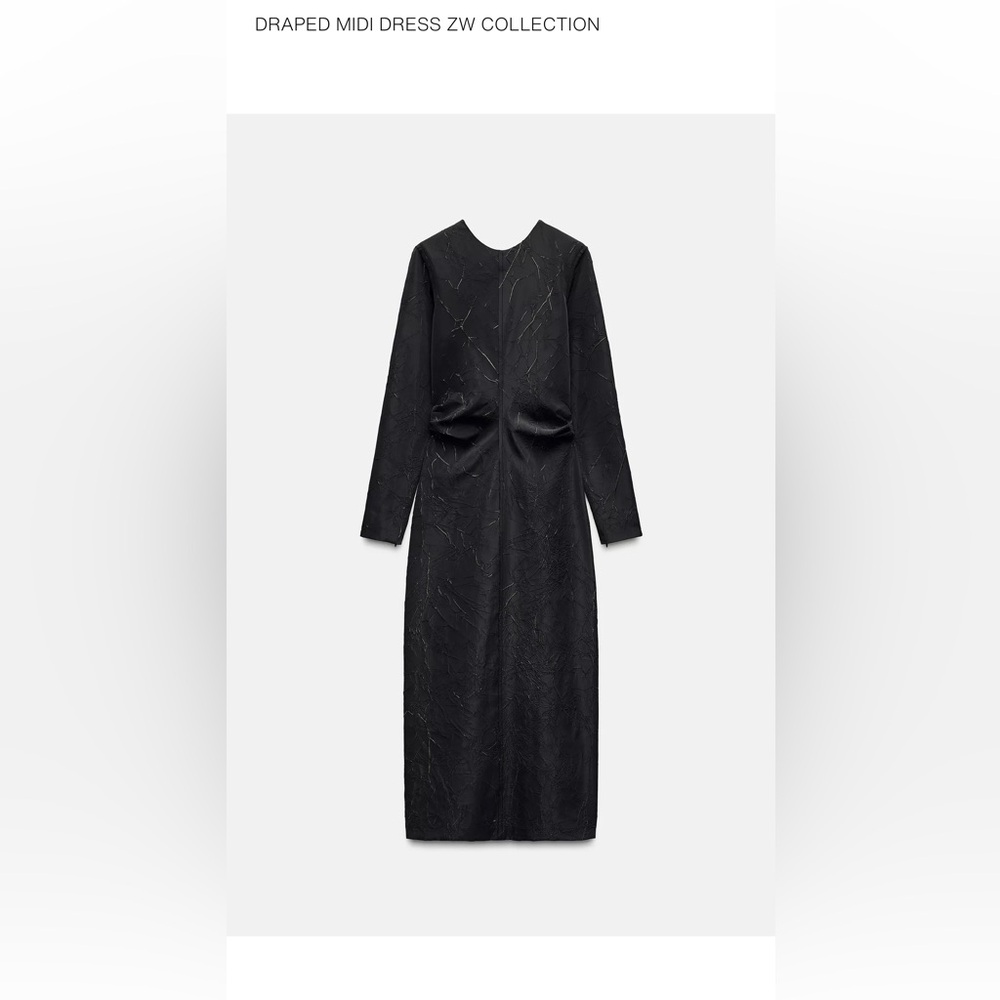 Zara Elegant Black Long Sleeve Dress midaxi